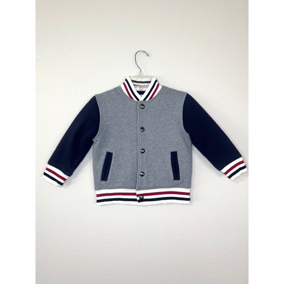 Gymboree Other - Gymboree Boys Varsity Bomber Jacket Gray Navy Red Size 4